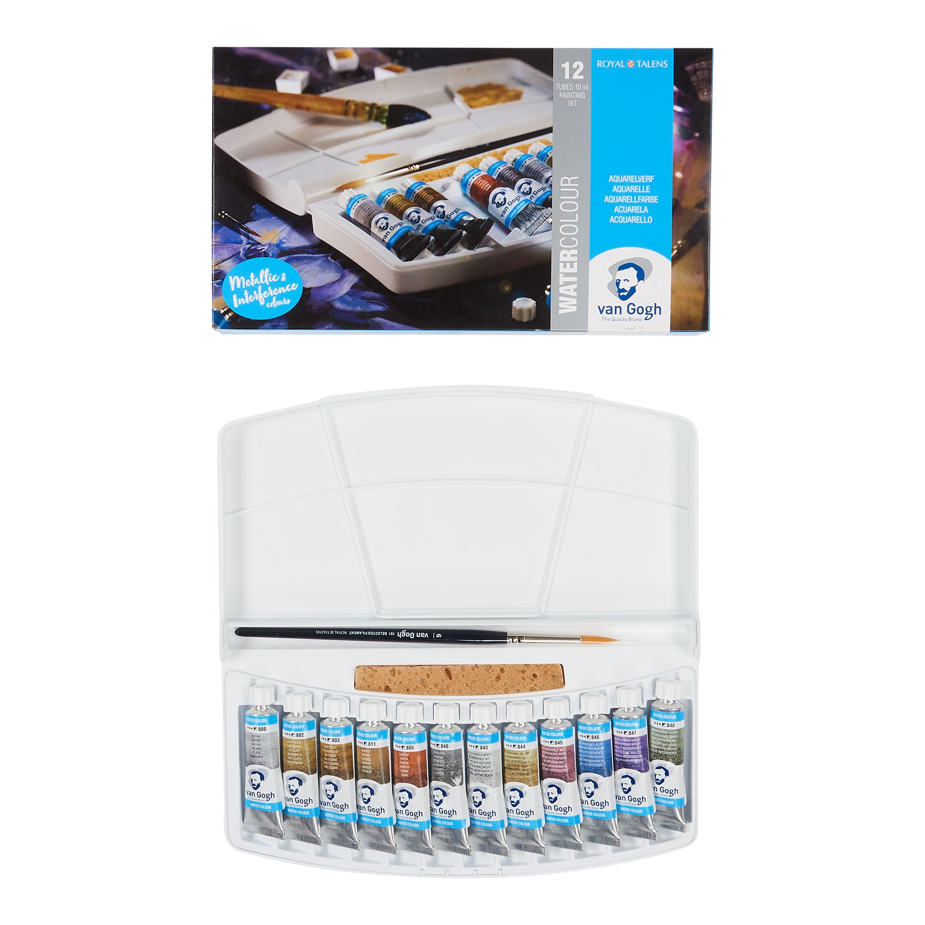 Watercolor Plastic Pocket Box, 12x10mL, Specialty Metallic/Interference