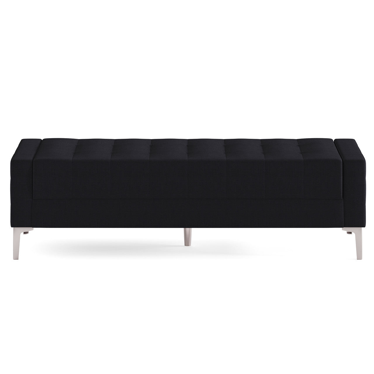 OfficeSource Draper Bench with Metal Legs - Black Fabric