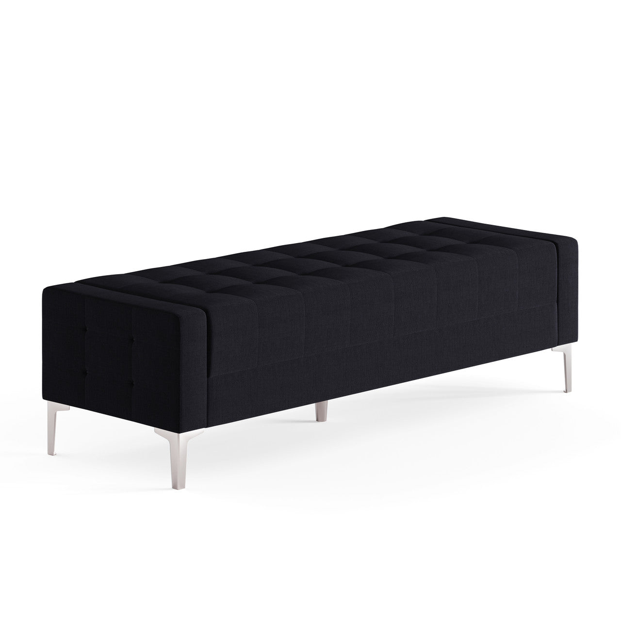 OfficeSource Draper Bench with Metal Legs - Black Fabric