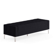 OfficeSource Draper Bench with Metal Legs - Black Fabric
