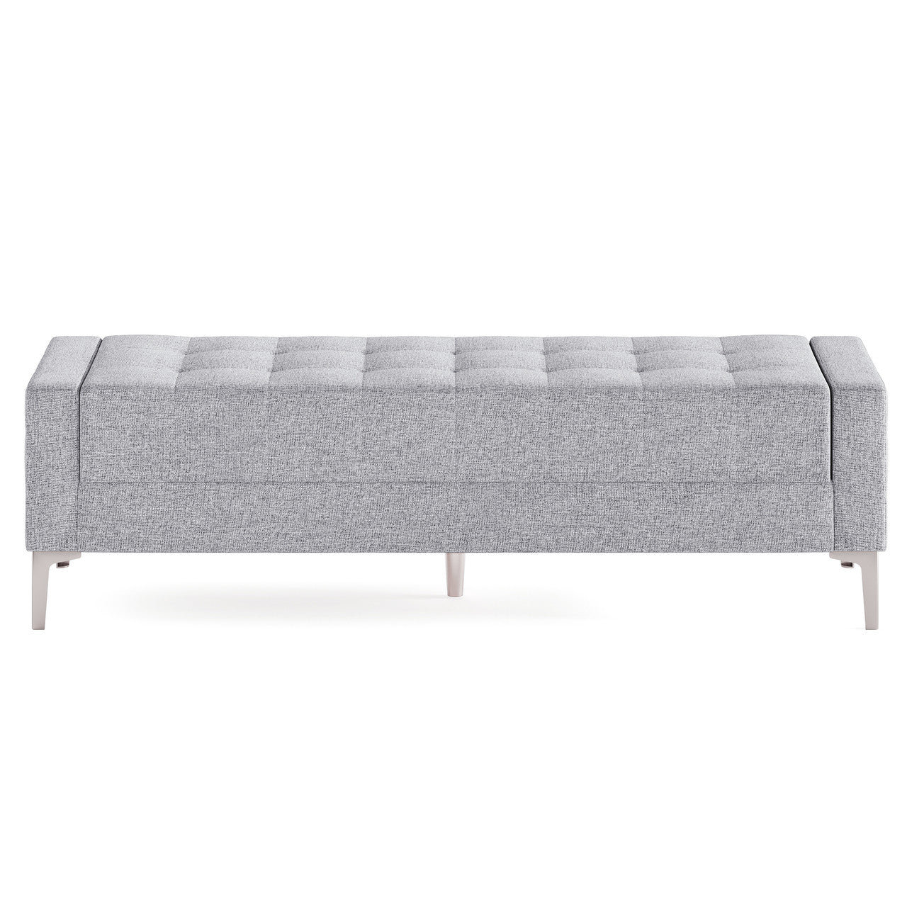 OfficeSource Draper Bench with Metal Legs - Light Gray Fabric