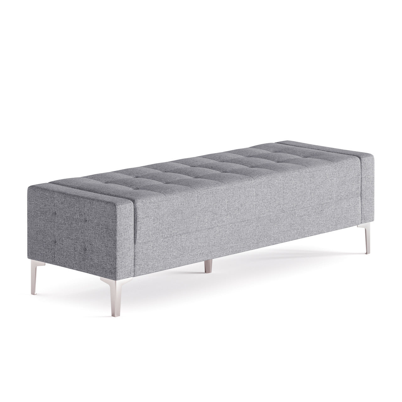 OfficeSource Draper Bench with Metal Legs - Light Gray Fabric
