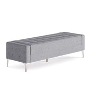 OfficeSource Draper Bench with Metal Legs - Light Gray Fabric