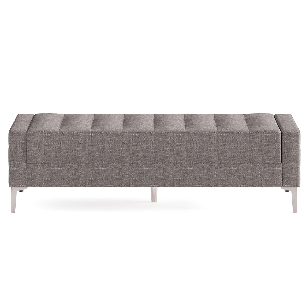 OfficeSource Draper Bench with Metal Legs - Taupe Fabric