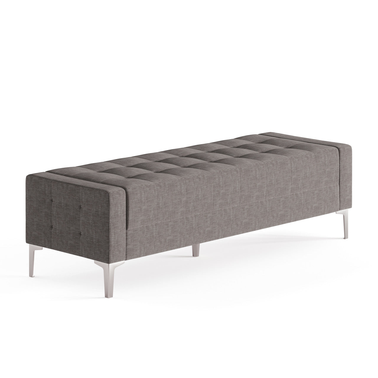 OfficeSource Draper Bench with Metal Legs - Taupe Fabric