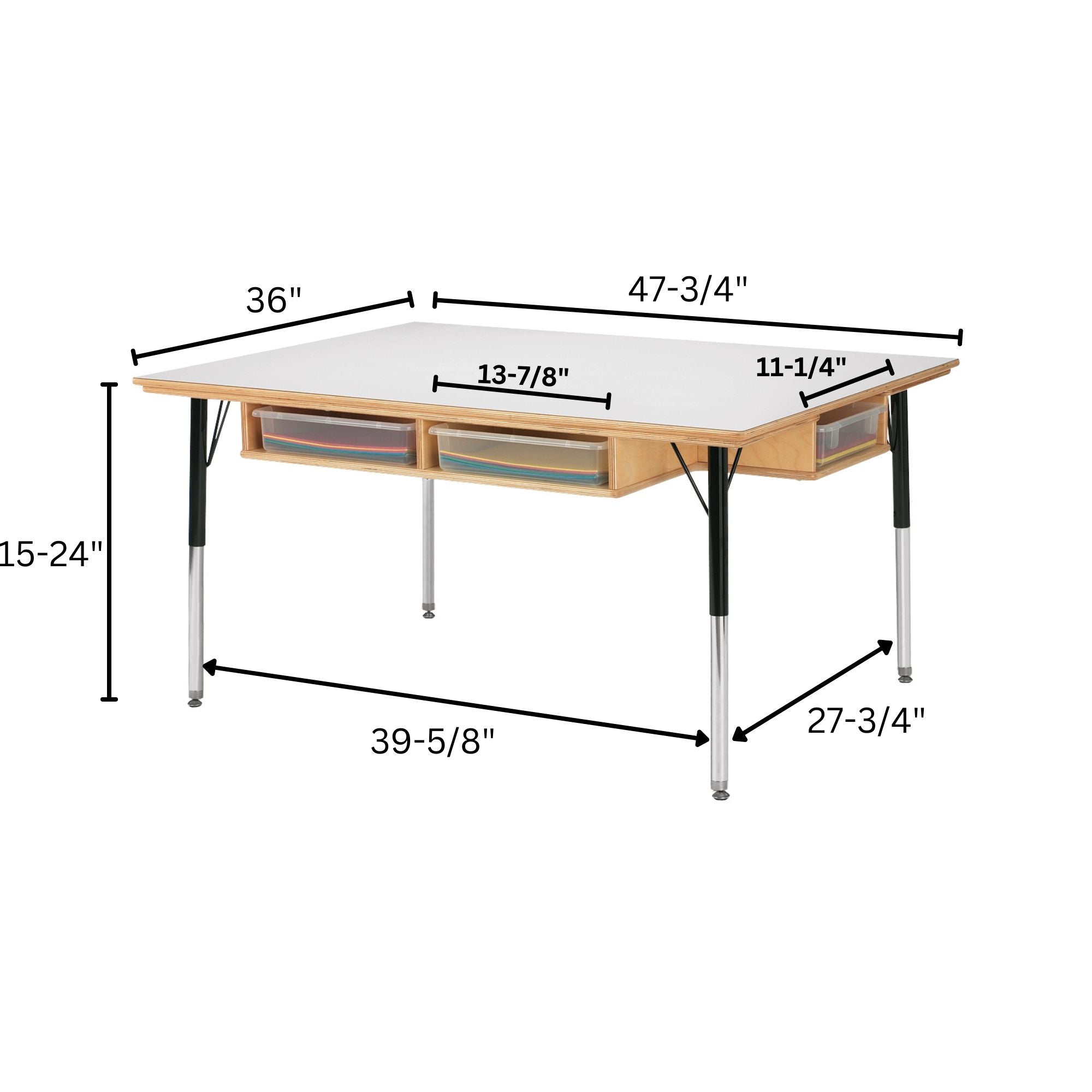Jonti-Craft® Table with Storage - 15" - 24" Ht - with Clear Paper-Trays