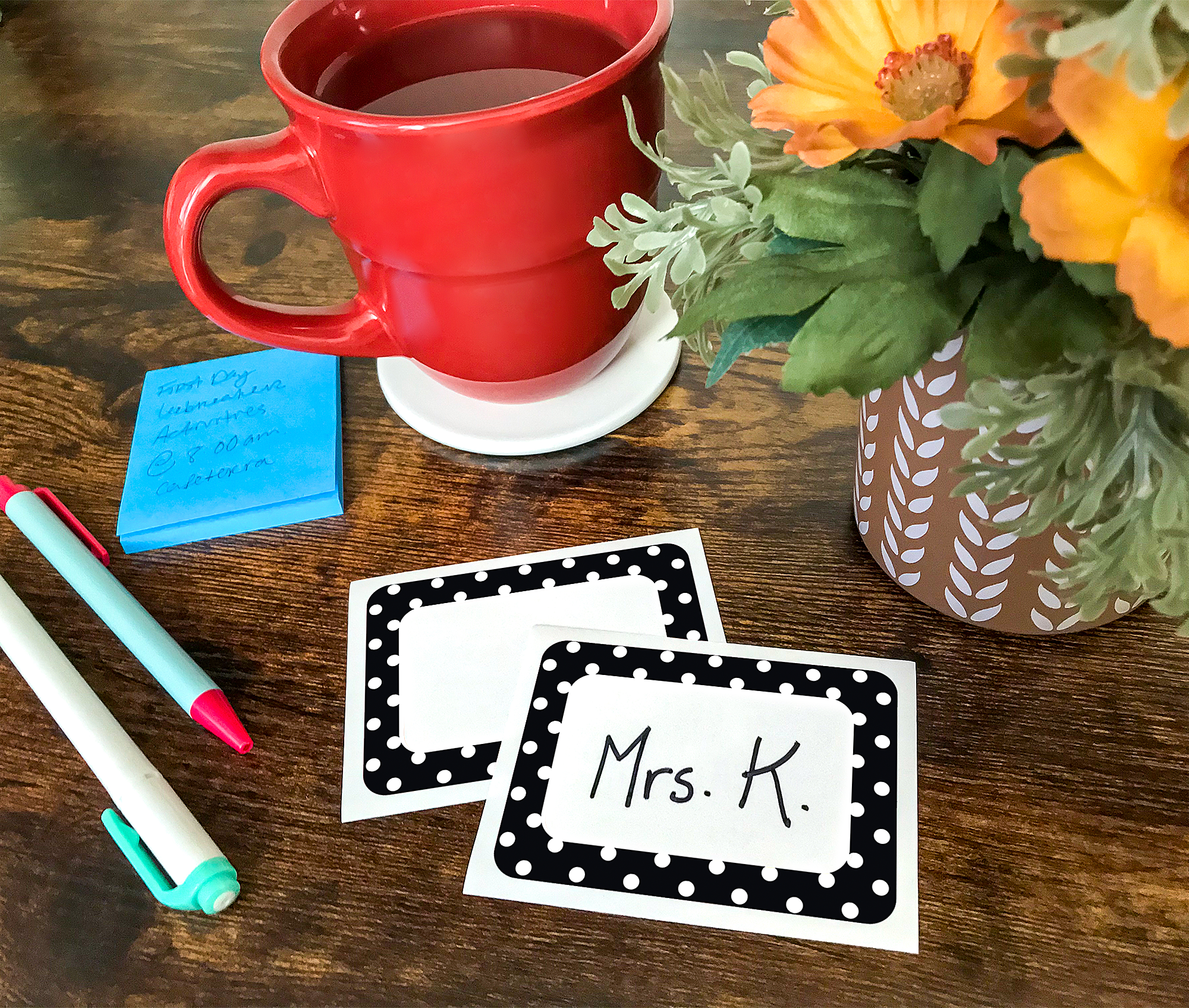 Black Polka Dots 2 Name Tags/Labels