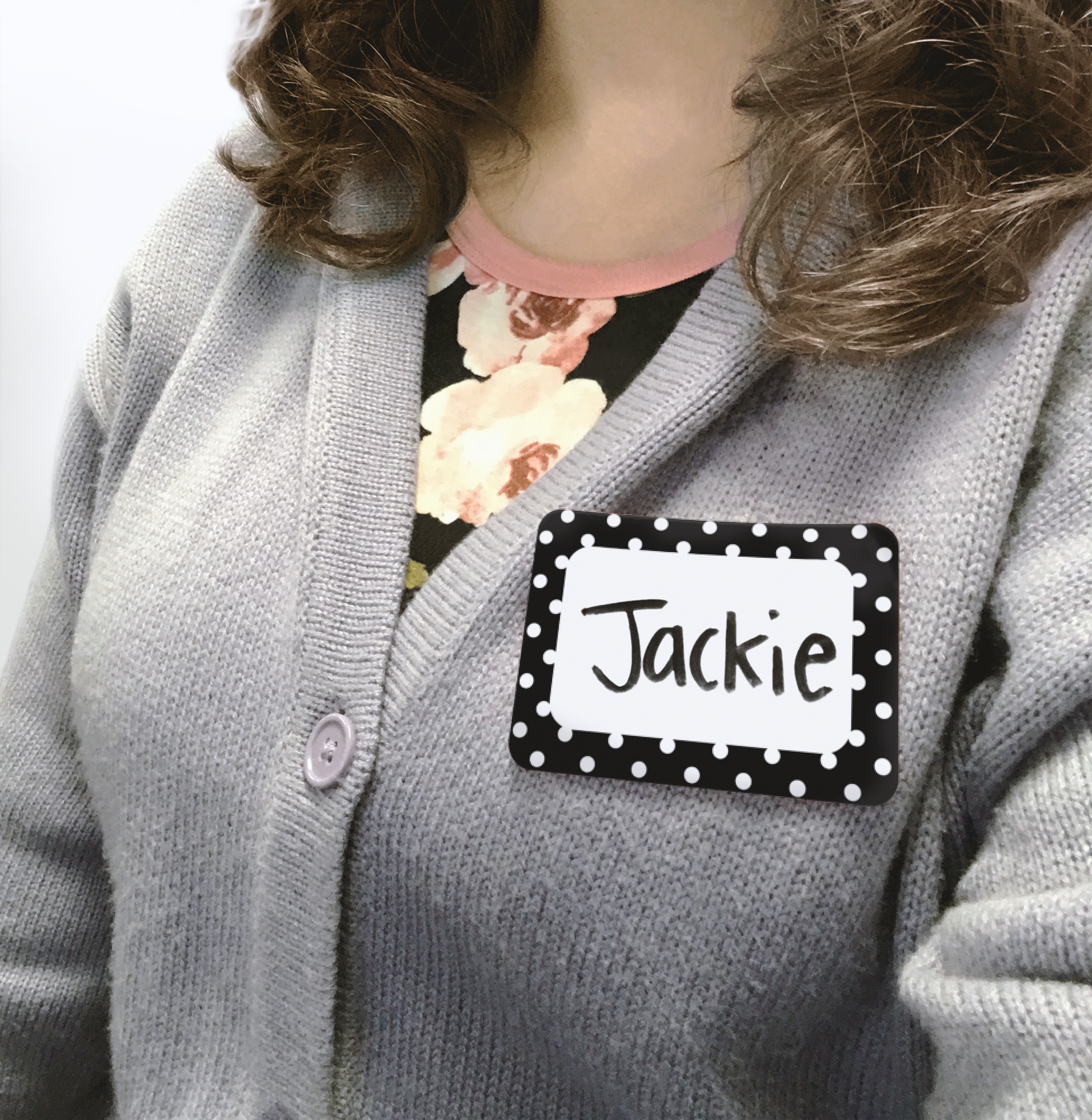 Black Polka Dots 2 Name Tags/Labels