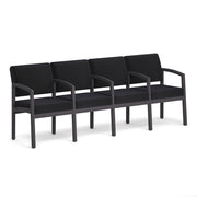 OfficeSource Baker 4-Seater with Full Arm - Coastal Gray Frame - Black Fabric