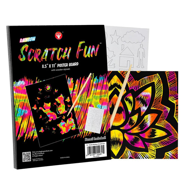 Rainbow Scratch Fun 8.5"x11" 10 sheets with 2 styluses