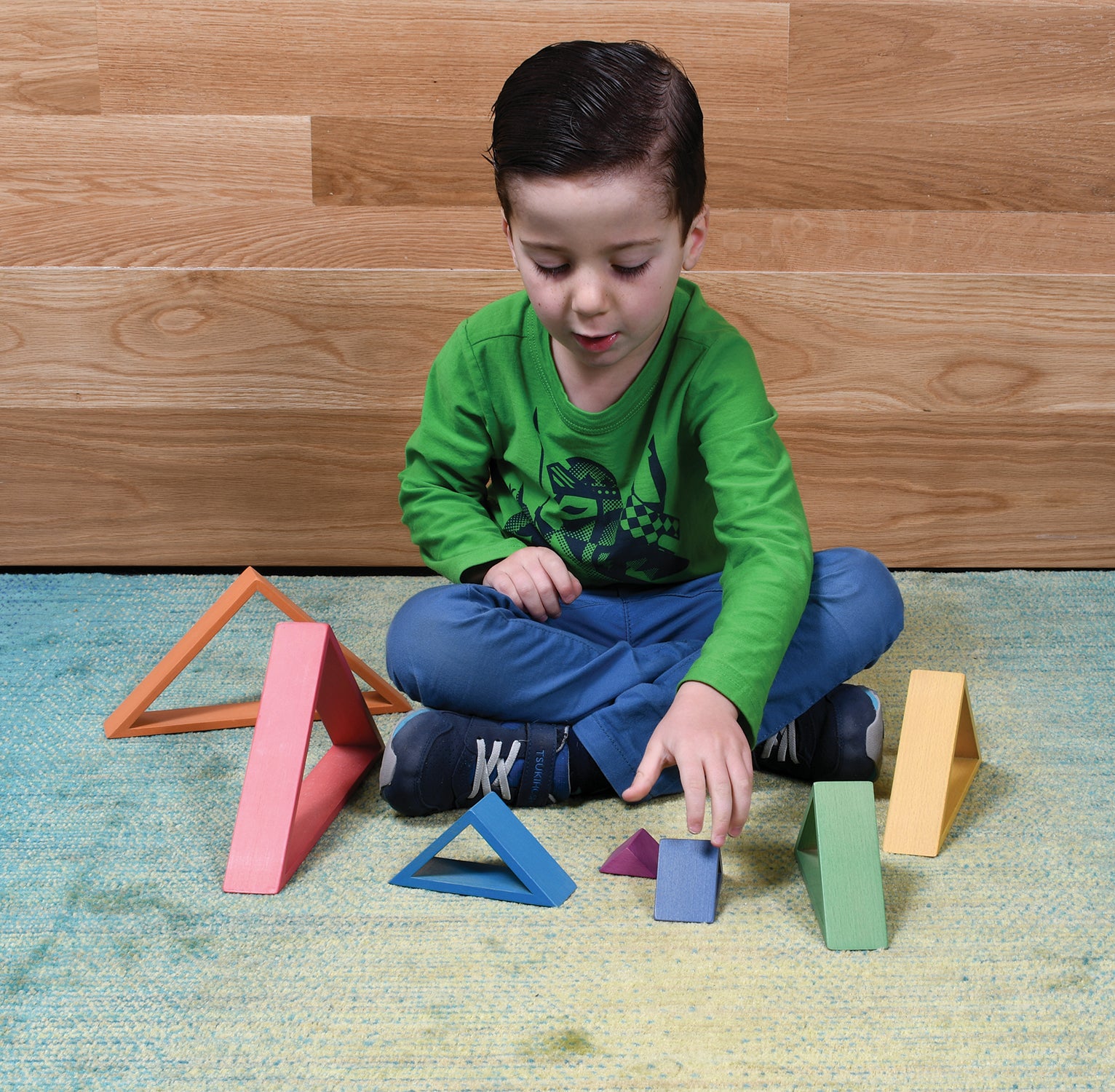 Wooden Rainbow Architect Triangles - Set of 7