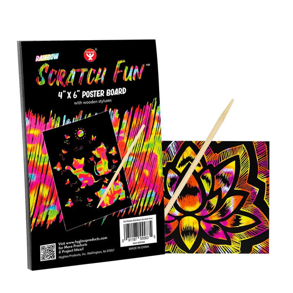 Rainbow Scratch Fun 4"x6" 50 sheets with 10 styluses