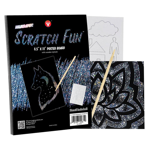 Holographic Scratch Fun 8.5"x11" 10 sheets with 2 styluses