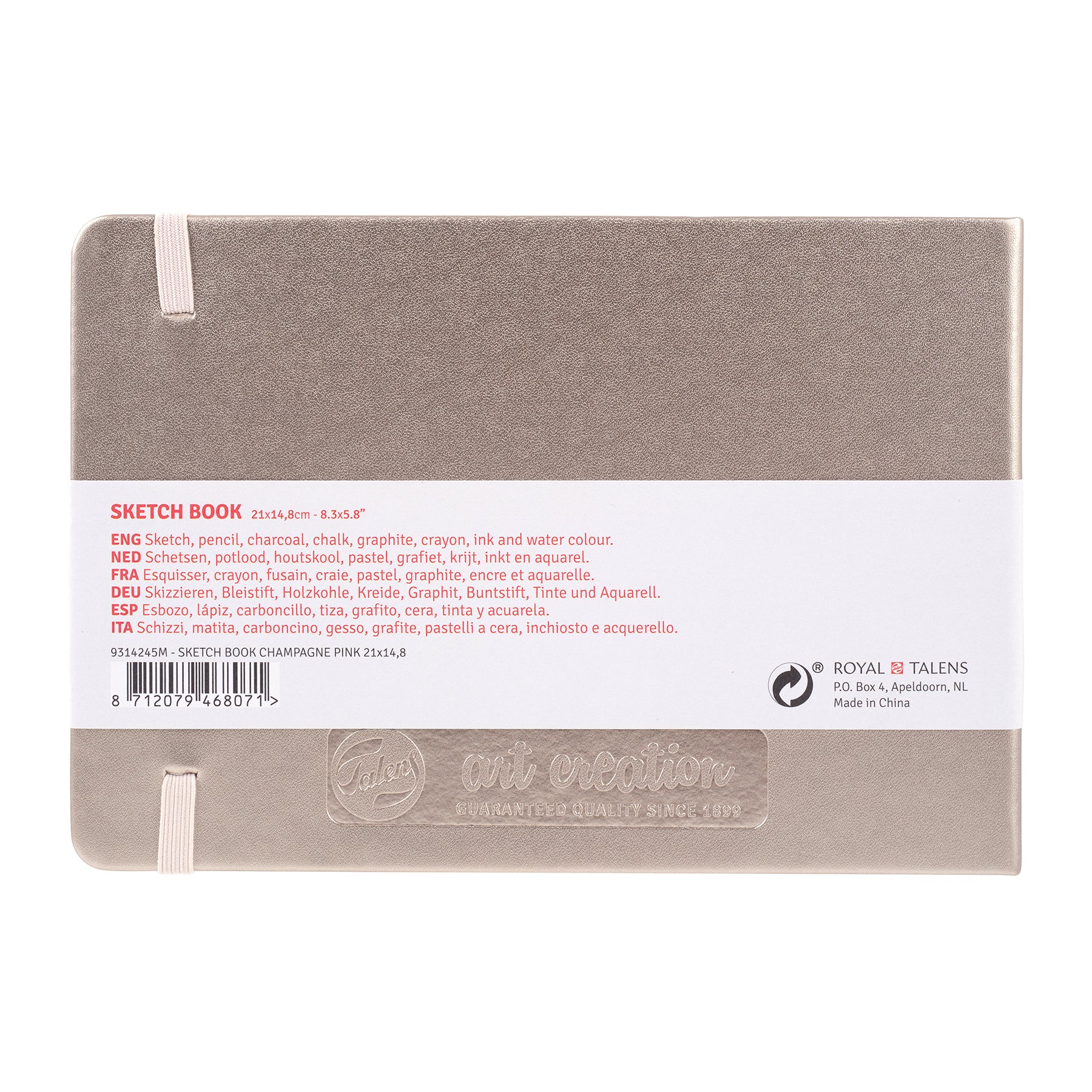 Sketchbook, 80 Sheets, 90lbs, Pink Champagne Cover, 8.3" x 5.8" (A5)