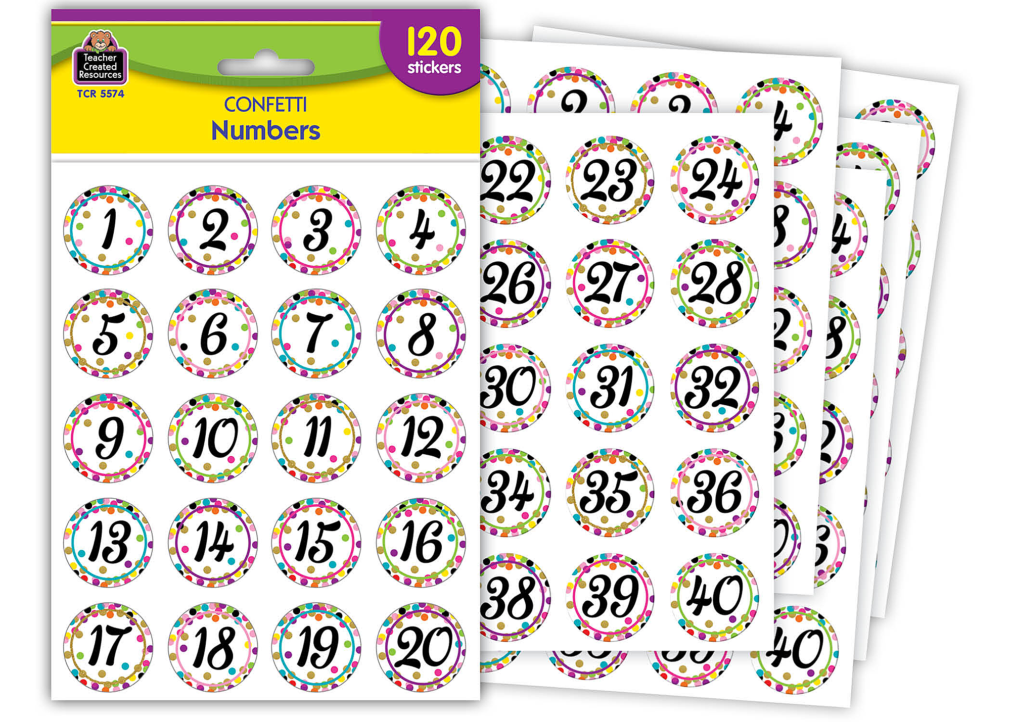 Confetti Numbers Stickers