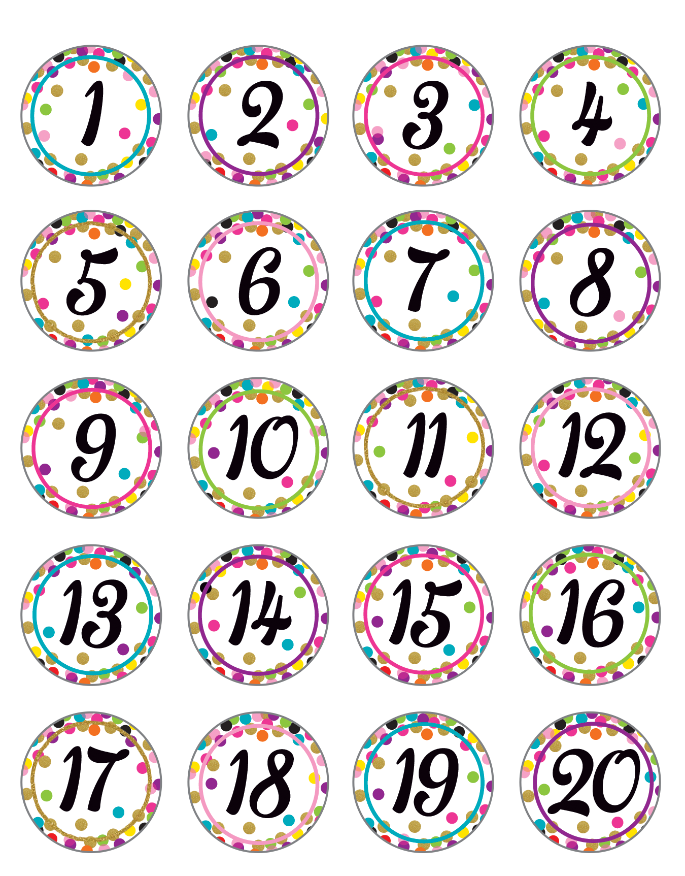 Confetti Numbers Stickers
