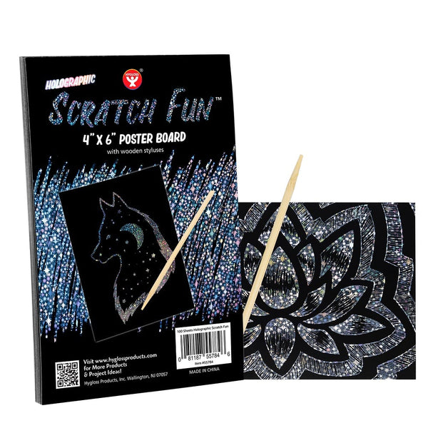 Holographic Scratch Fun 4"x6" 100 sheets with 20 styluses