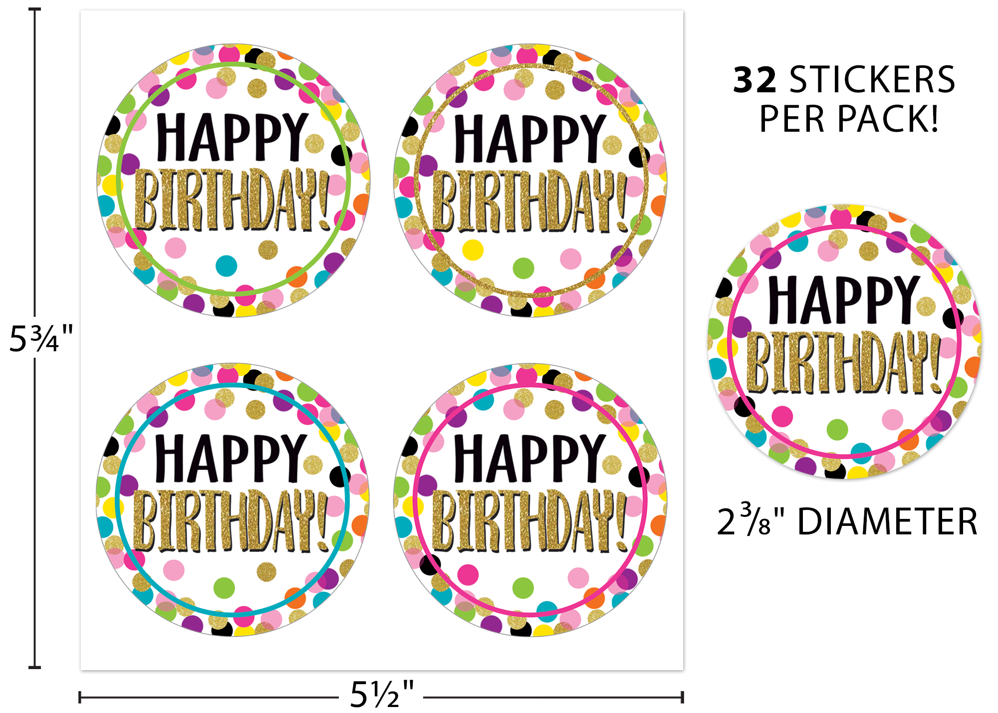 Confetti Happy Birthday Wear ’Em Badges