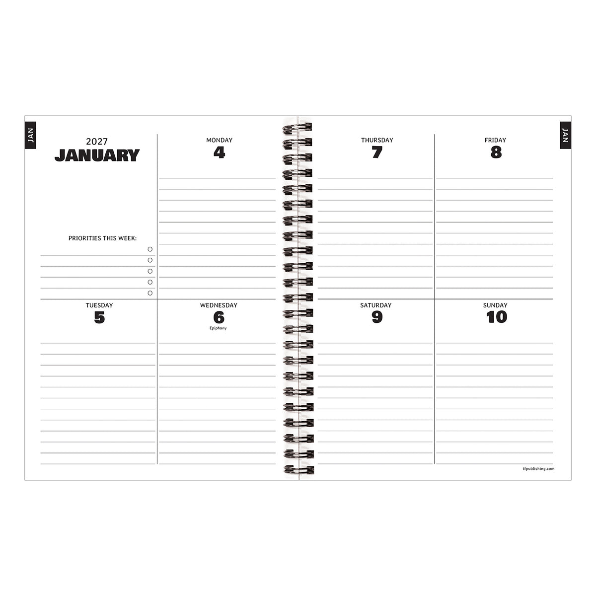2027 BLK MEDIUM WK MONTHLY PLANNER