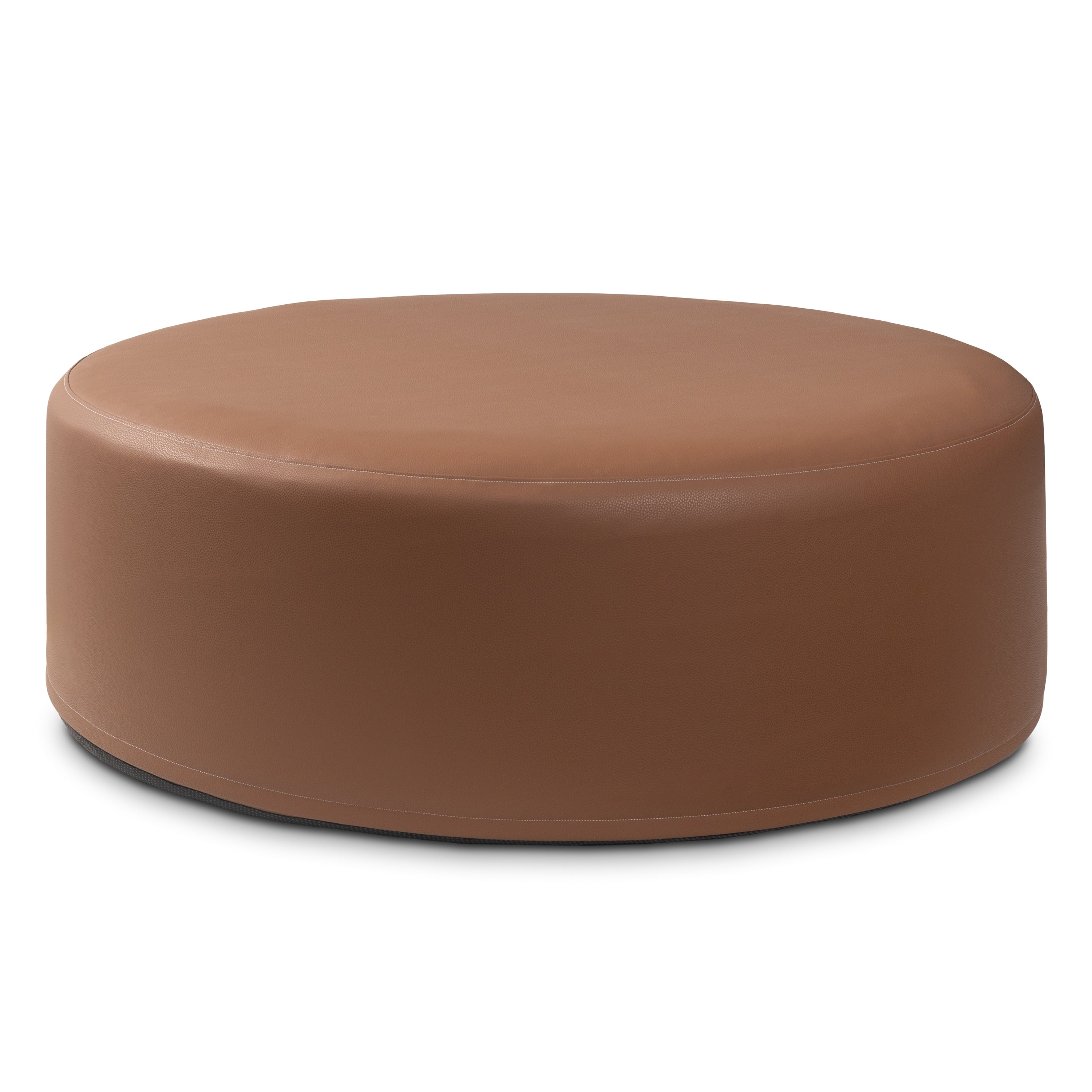 Jaxx Candler Round Couch Ottoman – Oversized Giant Coffee Table Ottoman - Versatile Firm Foam Construction - Kid Safe with Removable Cover, 44”, Premium Faux Leather, Walnut