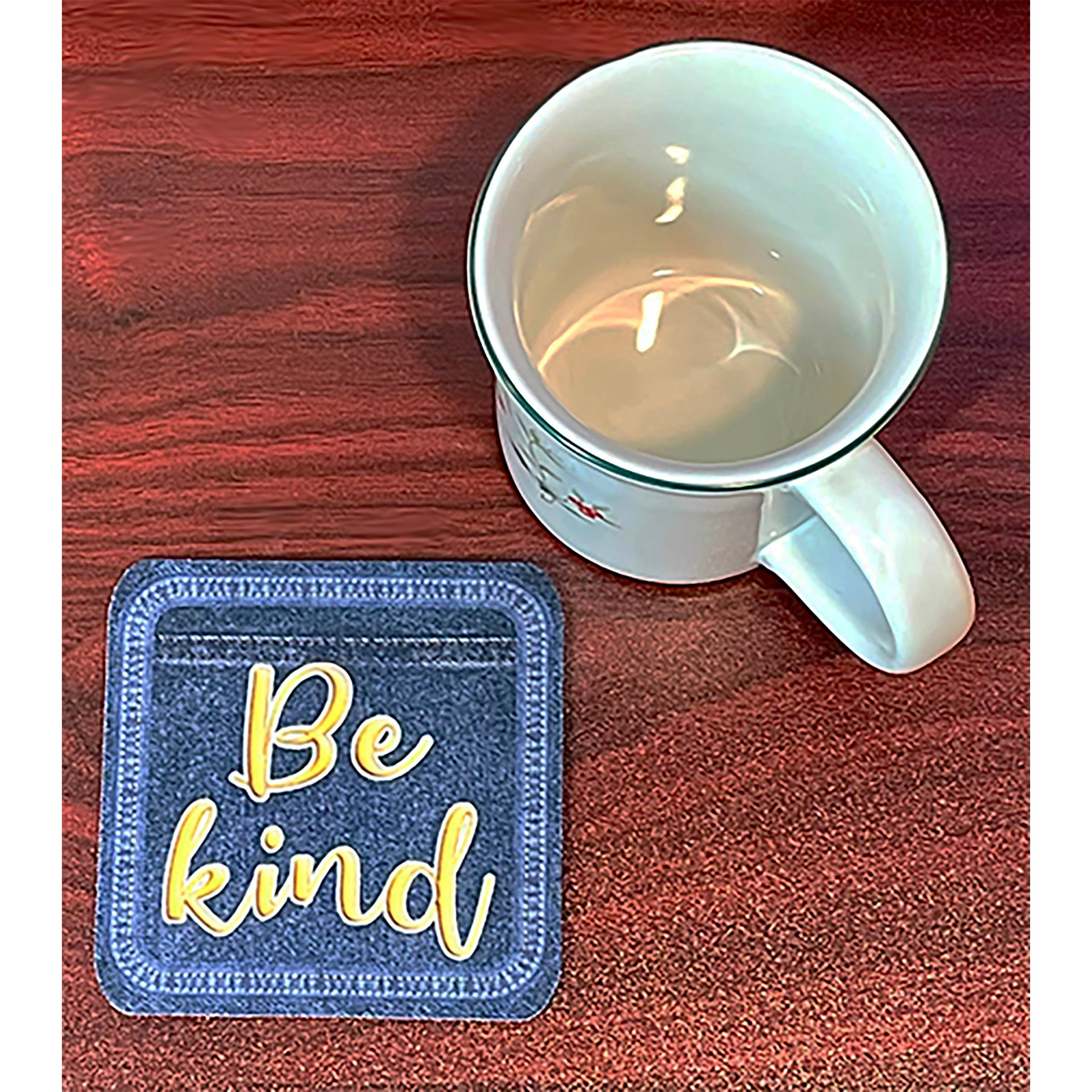 The Original Fun Mat® Computer Desk Mats, Set of 3, (1) Mouse Pad, (1) Keyboard Wrist Pad, (1) Coaster, Kindness Themed, Denim