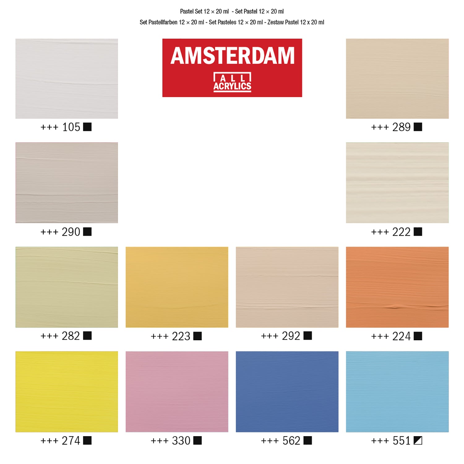 Standard Acrylic Pastels Set, 12 x 20mL