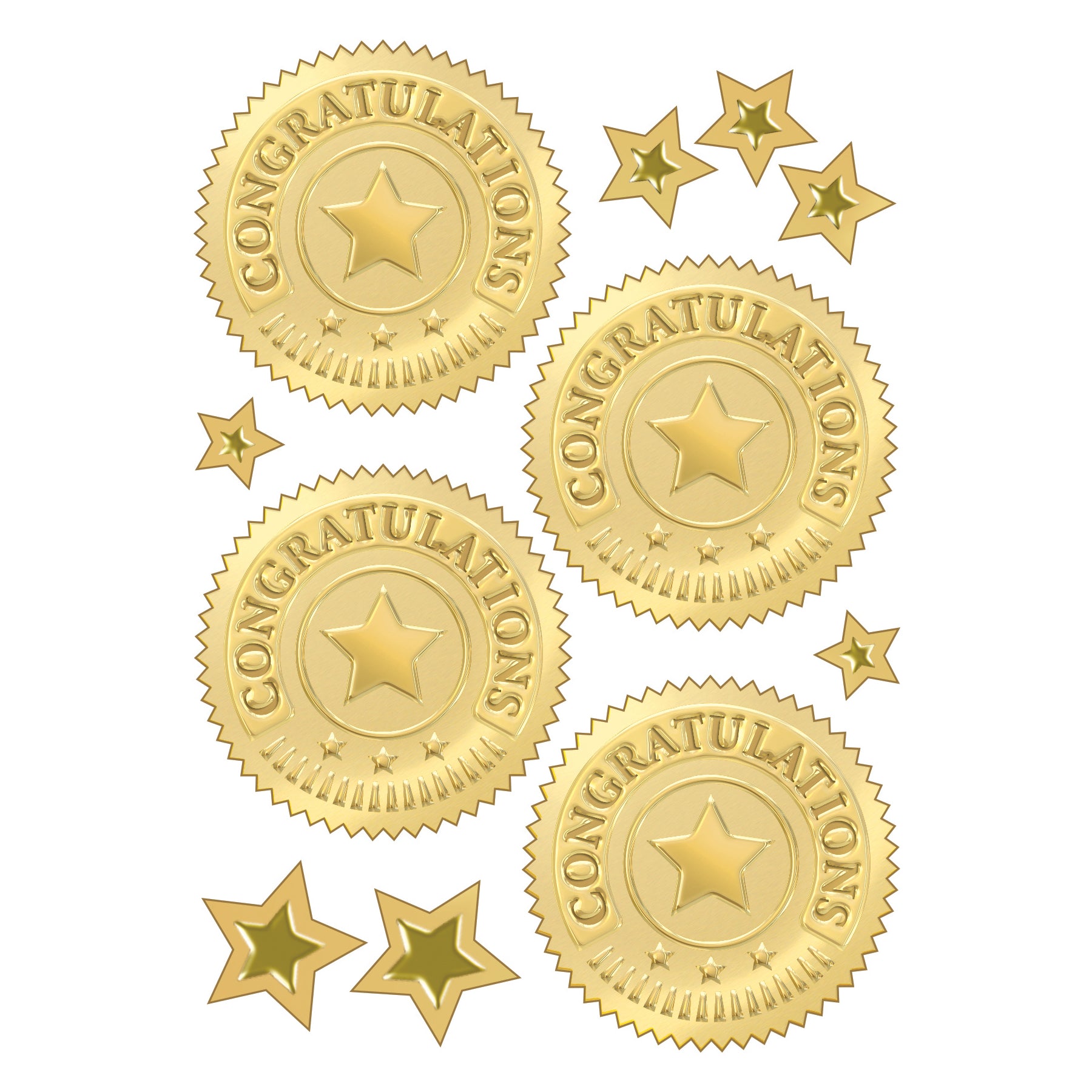 Congratulations (Gold) Award Seals Stickers, 32 ct.