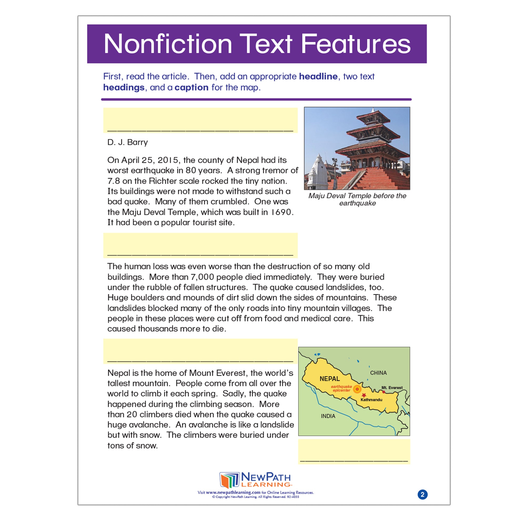 Nonfiction Text Features Learning Center, Grades 3-5