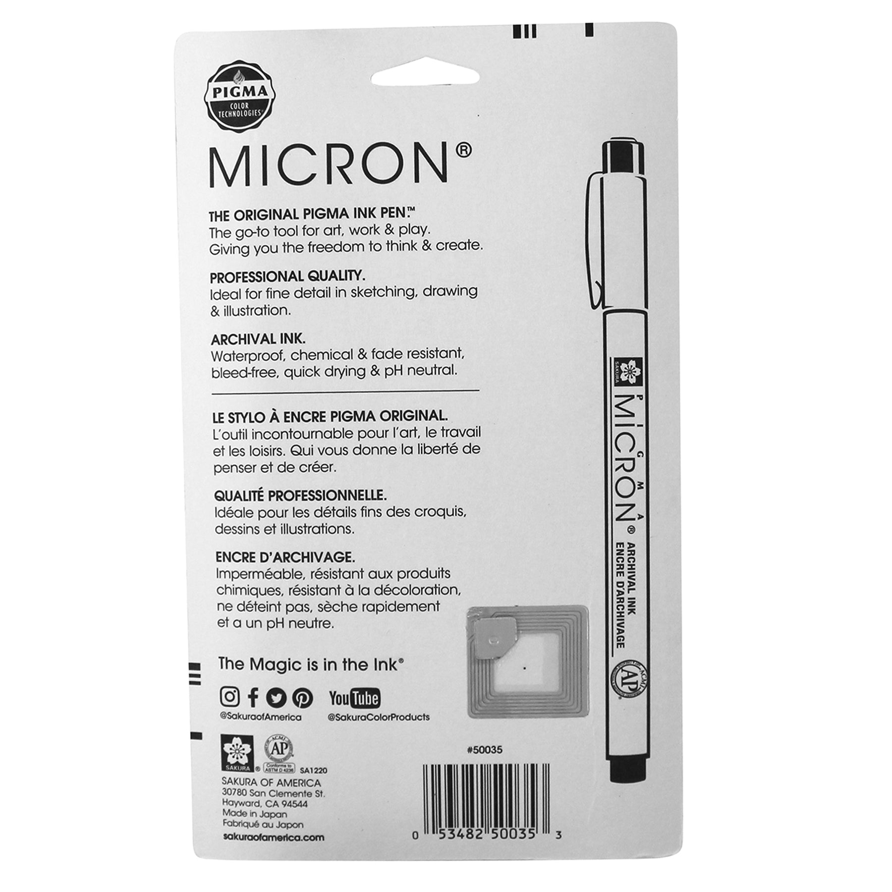 Pigma Micron Pens, Black, Size 01, 6-Pack, Blister Card