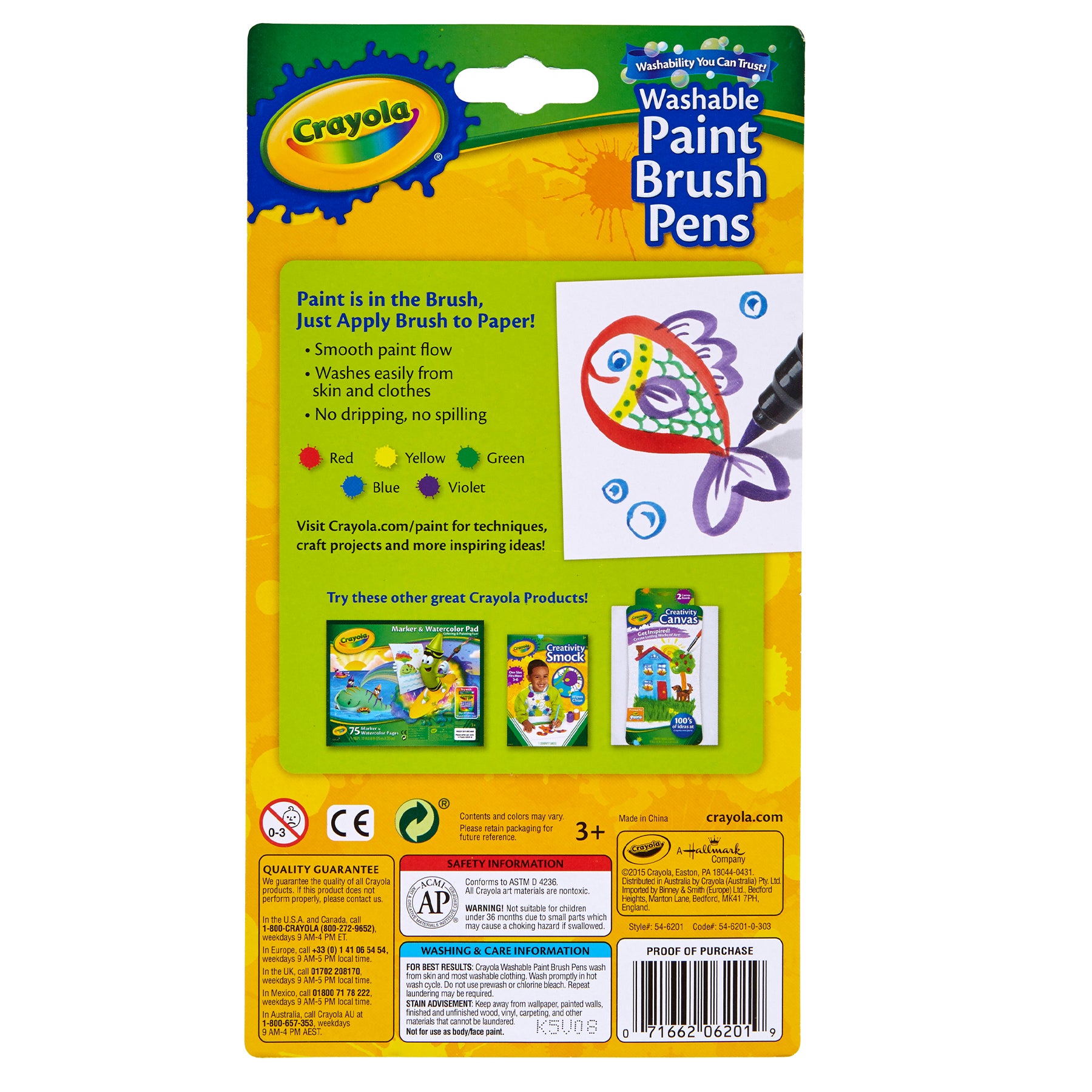 Washable No Drip Paint Brush Pens, 5 Count