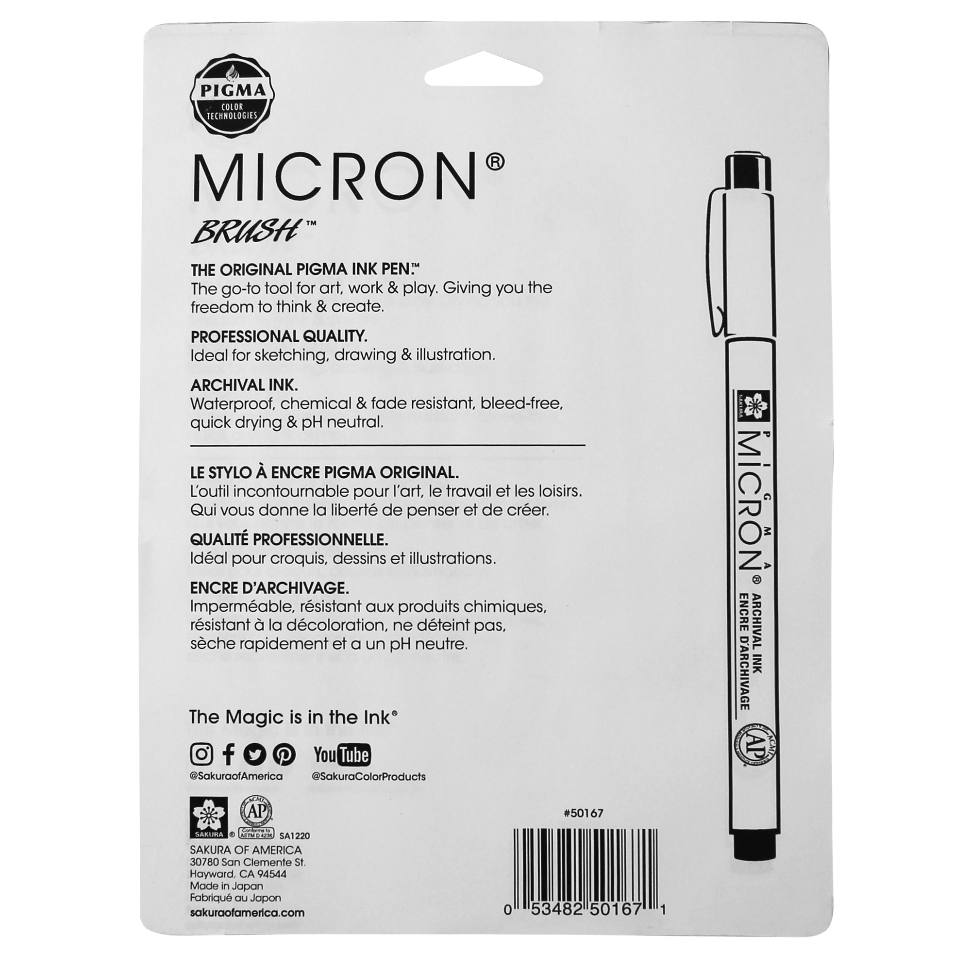 Pigma Micron Pens, Grays, Assorted Sizes, 8-Piece Set, Blister Card