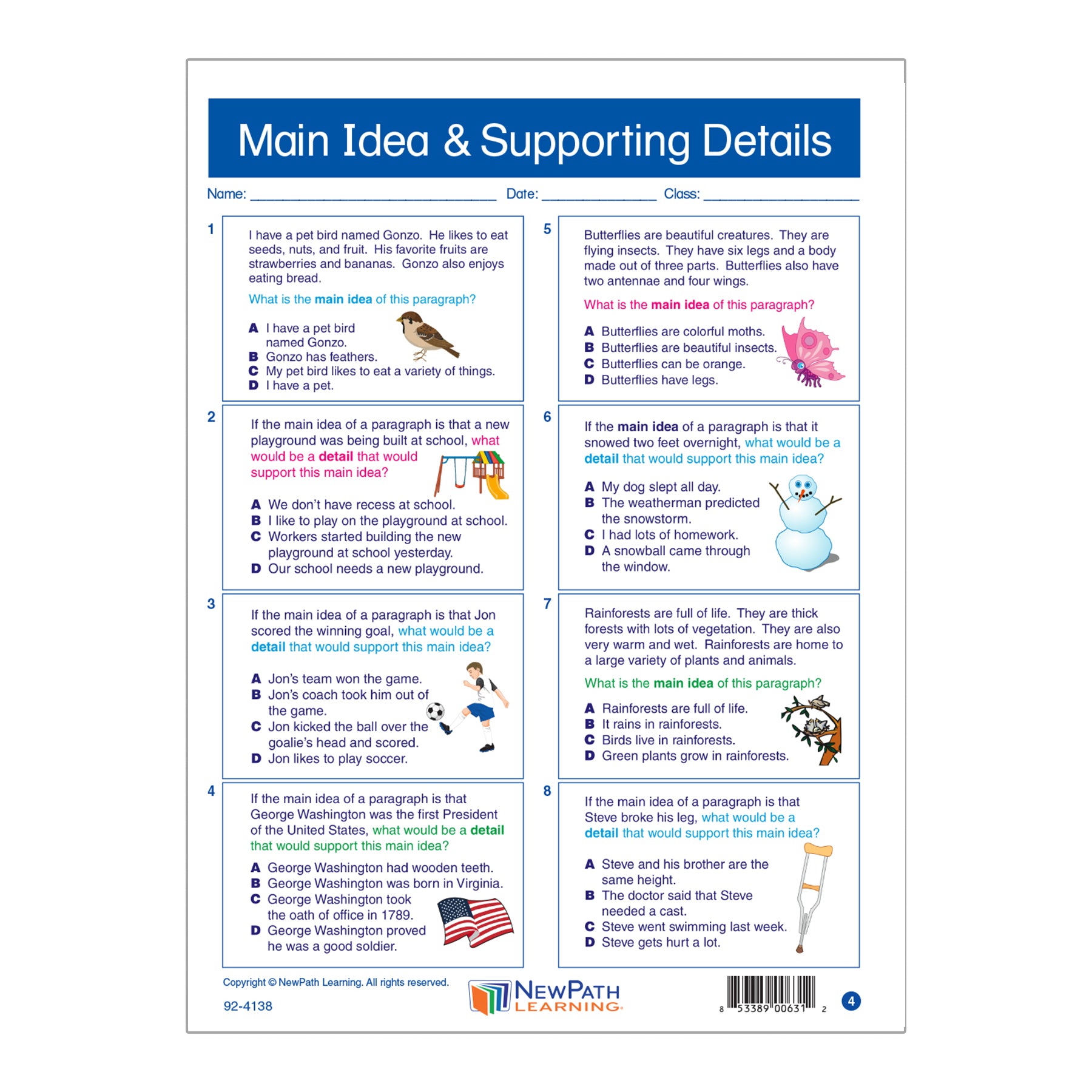 Main Idea and Supporting Details Learning Center, Grade 3-5