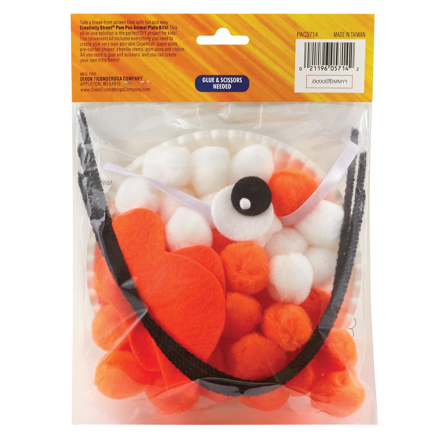 Pom Pon Animal Plate Kit, Clownfish, 7.5" x 8" x 1", 1 Kit