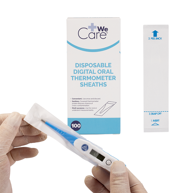 Disposable Digital Oral Thermometer Sheaths - 100 pcs per Box/50 Boxes per Case
