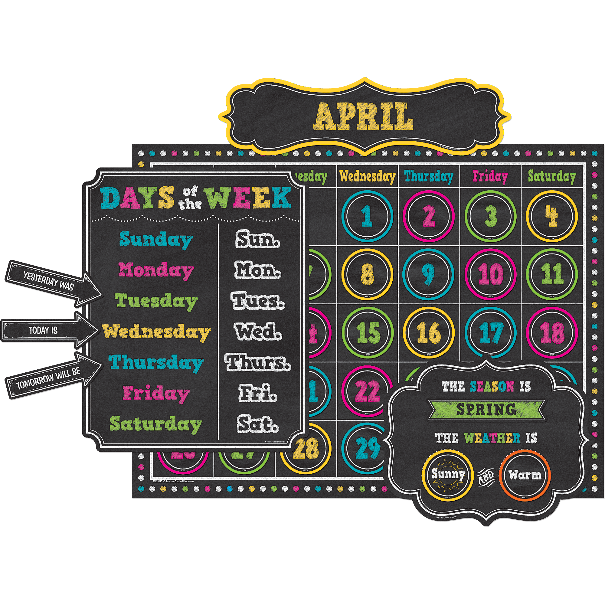 Chalkboard Brights Calendar Bulletin Board
