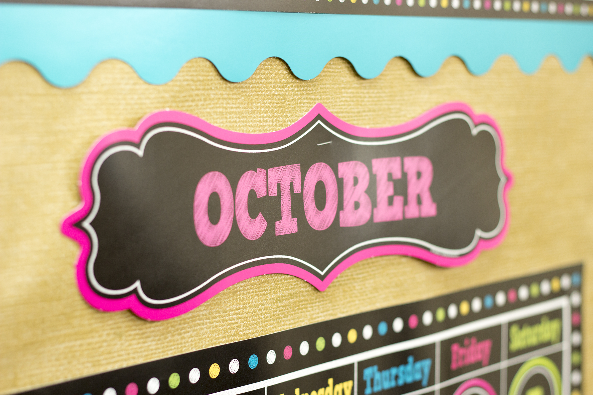 Chalkboard Brights Calendar Bulletin Board