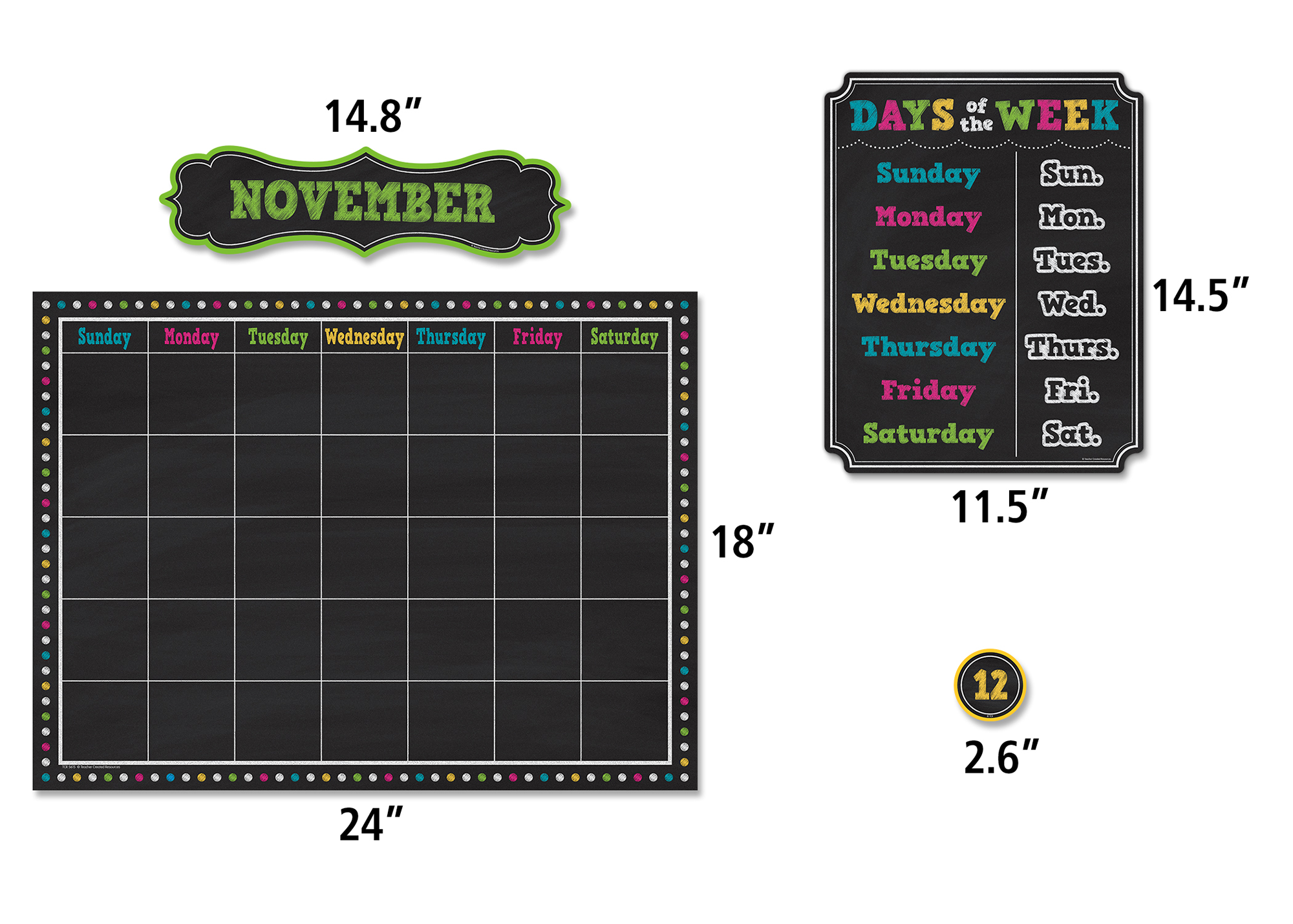 Chalkboard Brights Calendar Bulletin Board