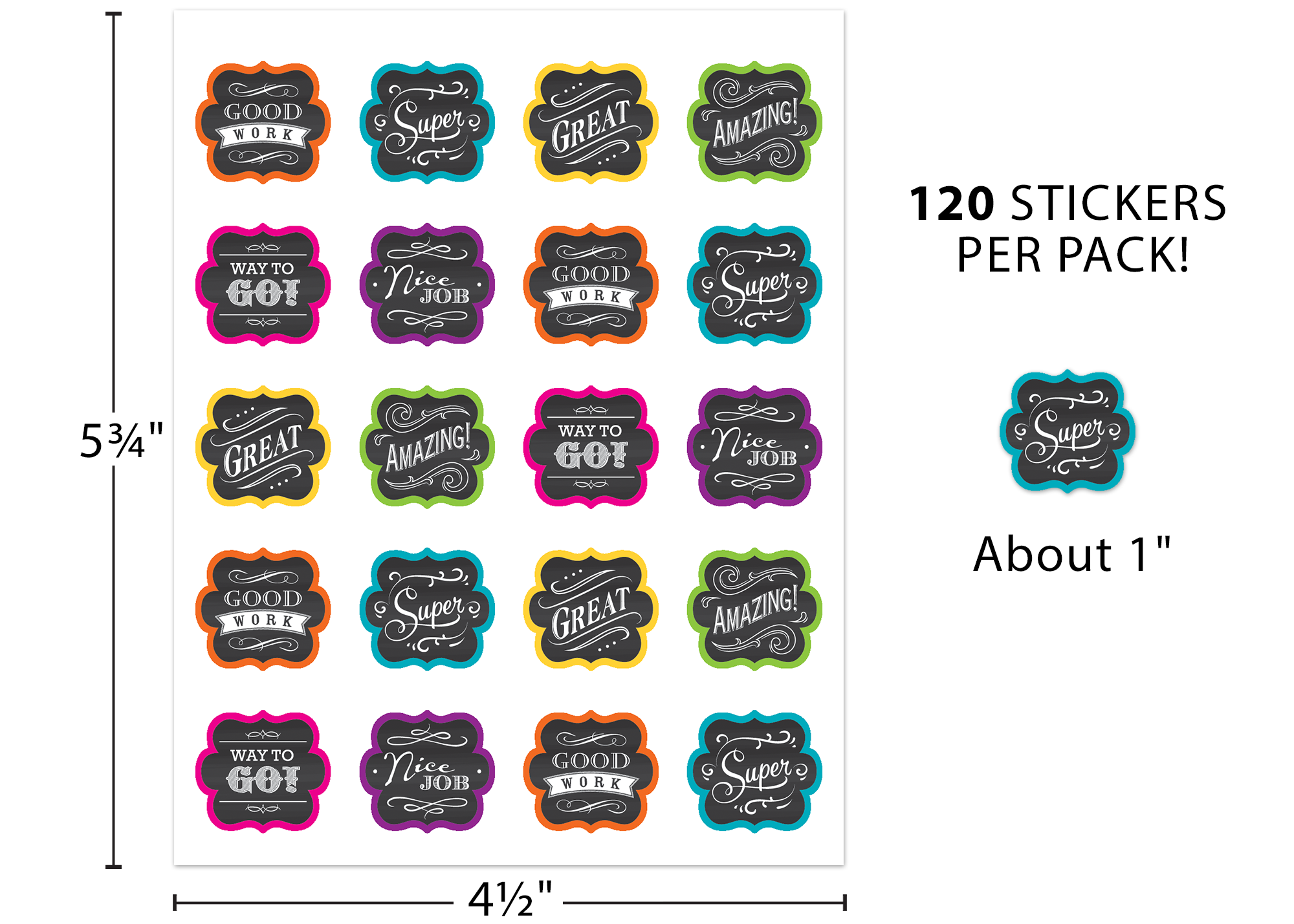 Chalkboard Brights Stickers