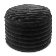 Jaxx Paran Accent Pouf - Fluffy Faux Fur Ottoman for Modern Interior Design, Regular, Black