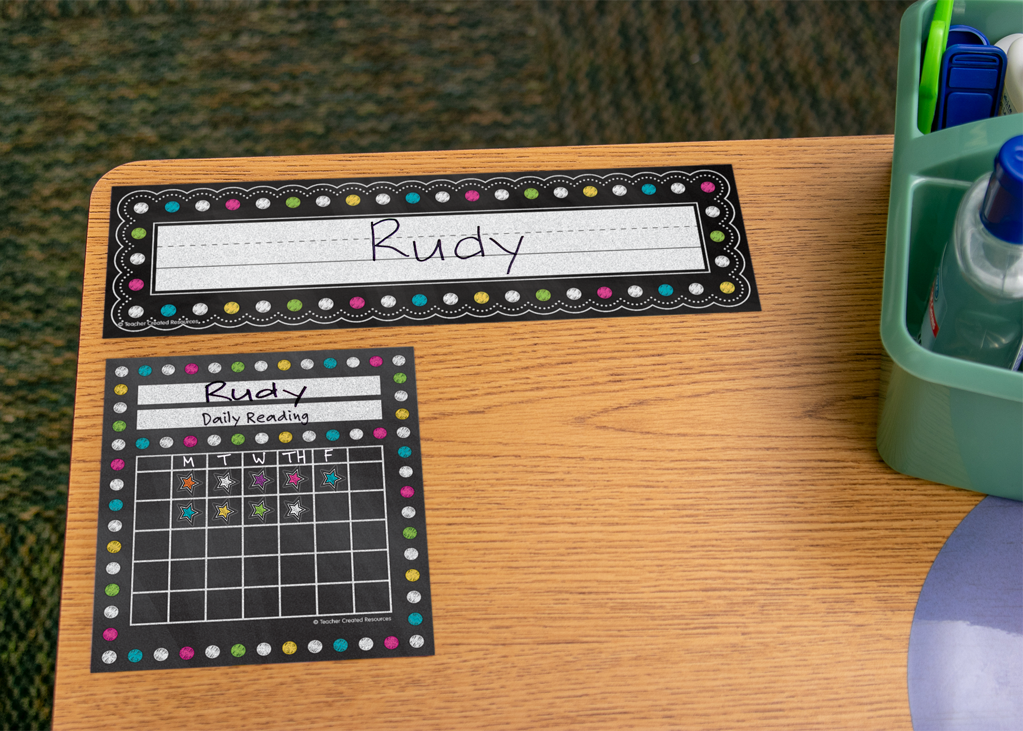 Chalkboard Brights Flat Name Plates
