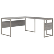 Bush Business Furniture Hybrid 60W x 30D L Shaped Table Desk with Metal Legs in Platinum Gray - 59.45" Width x 71.34" Depth x 29.91" Height