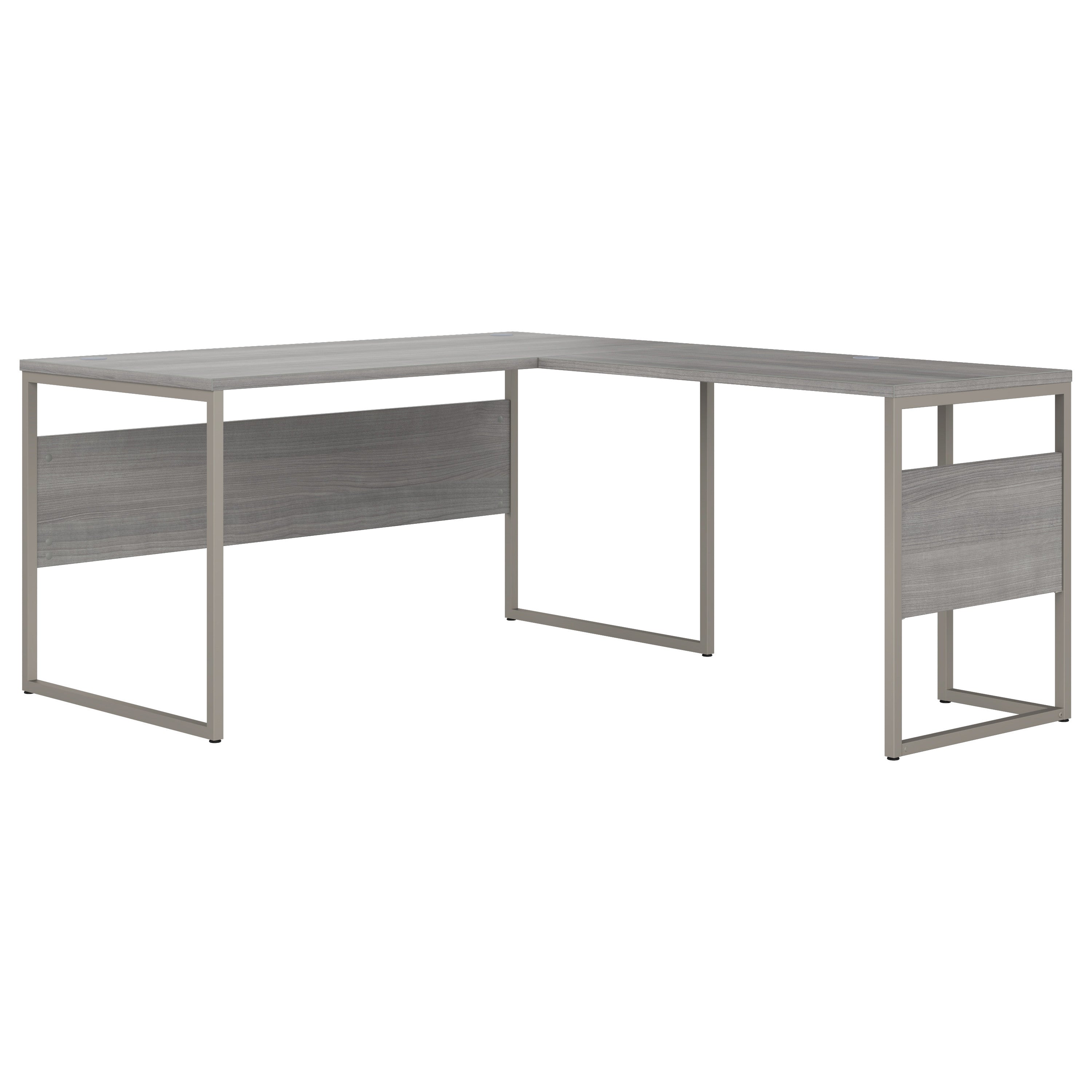 Bush Business Furniture Hybrid 60W x 30D L Shaped Table Desk with Metal Legs in Platinum Gray - 59.45" Width x 71.34" Depth x 29.91" Height