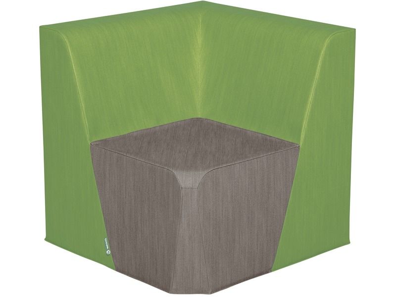 Basic Adult Low Corner Chair With Fabric Effect - Grey/Green, 15.7"H