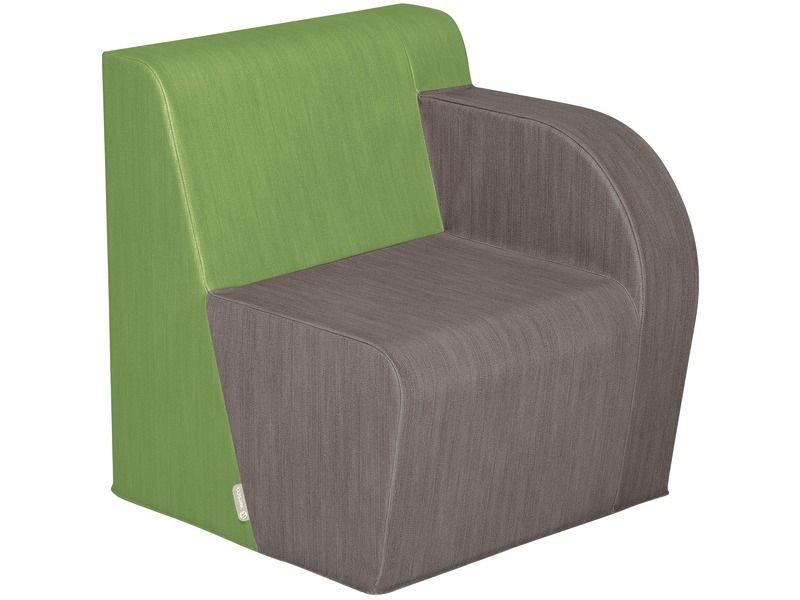 Basic Adult Left Armchair With Fabric Effect - Grey/Green, 15.7"H
