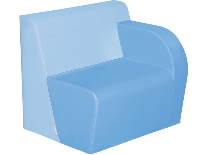 Basic Adult Left Armchair - Blue/Light Blue, 15.7"H