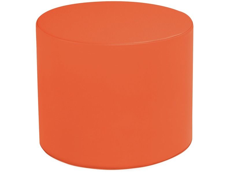 Basic Round Pouffe - Coral, 15.7"H