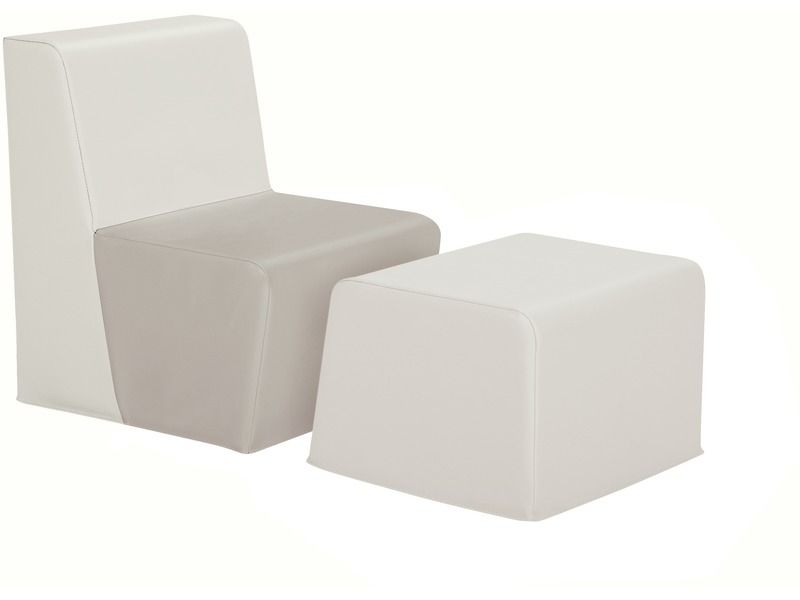 Basic Adult Low Chair and Footrest - Light Grey/Ivory