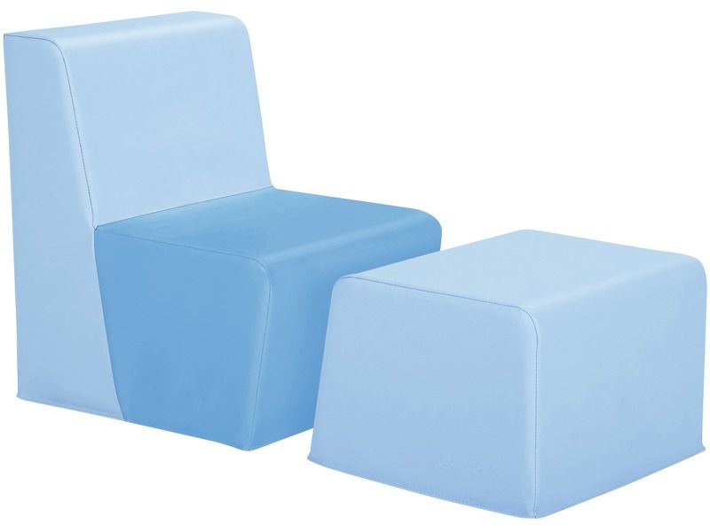 Basic Adult Low Chair and Footrest - Blue/Light Blue