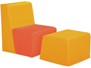 Basic Adult Low Chair and Footrest - Orange/Light Orange
