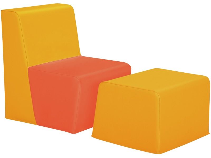 Basic Adult Low Chair and Footrest - Orange/Light Orange